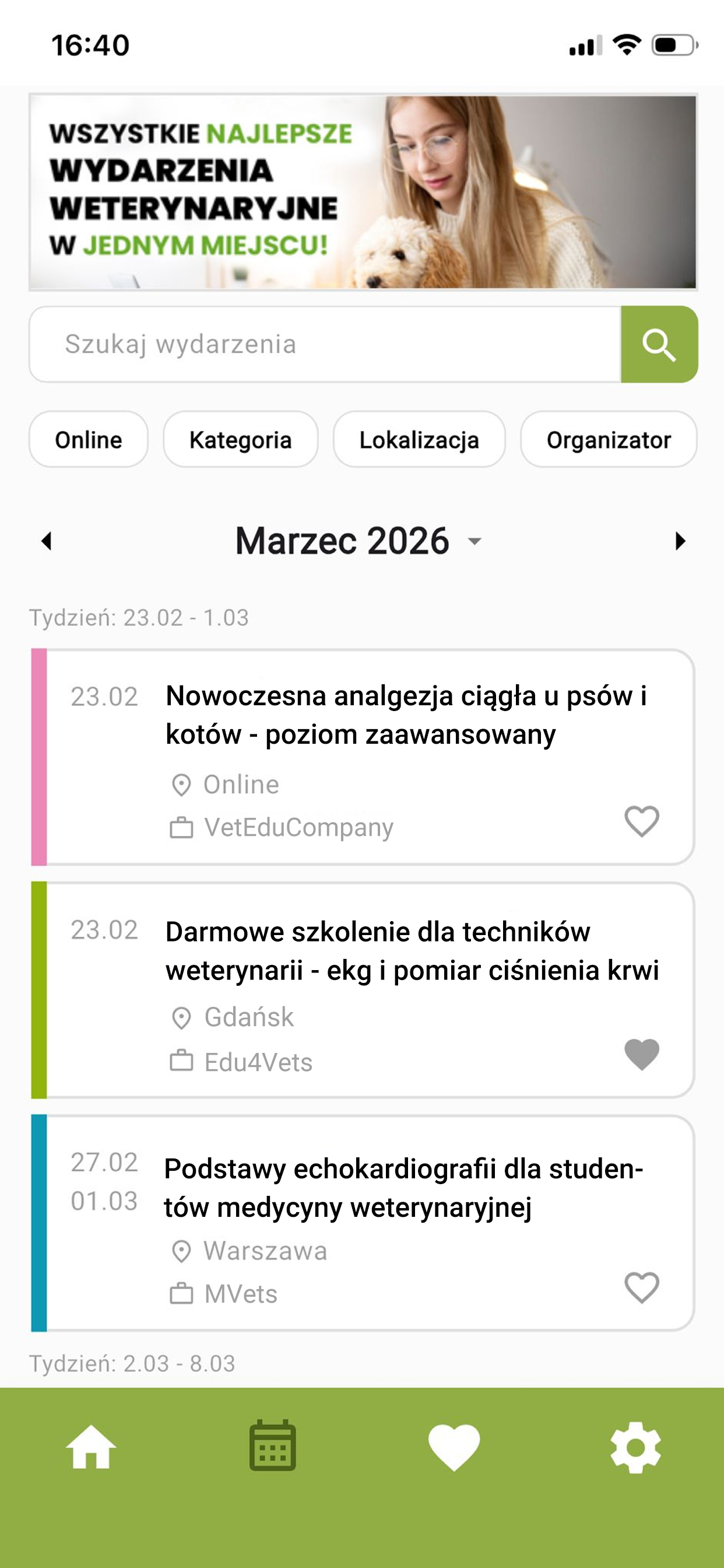 Wydarzenia-WET Calendar Screen